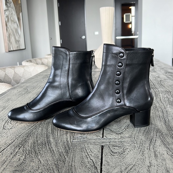 Tabitha Simmons functional back zipper decorative side buckle 9.5M ankle boot